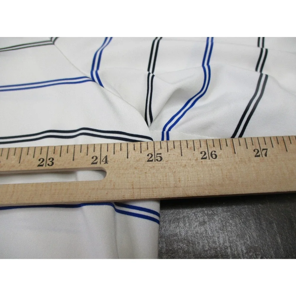 Ralph Lauren RLX Polo Shirt Mens XL White Blue Black Striped Golf Performance